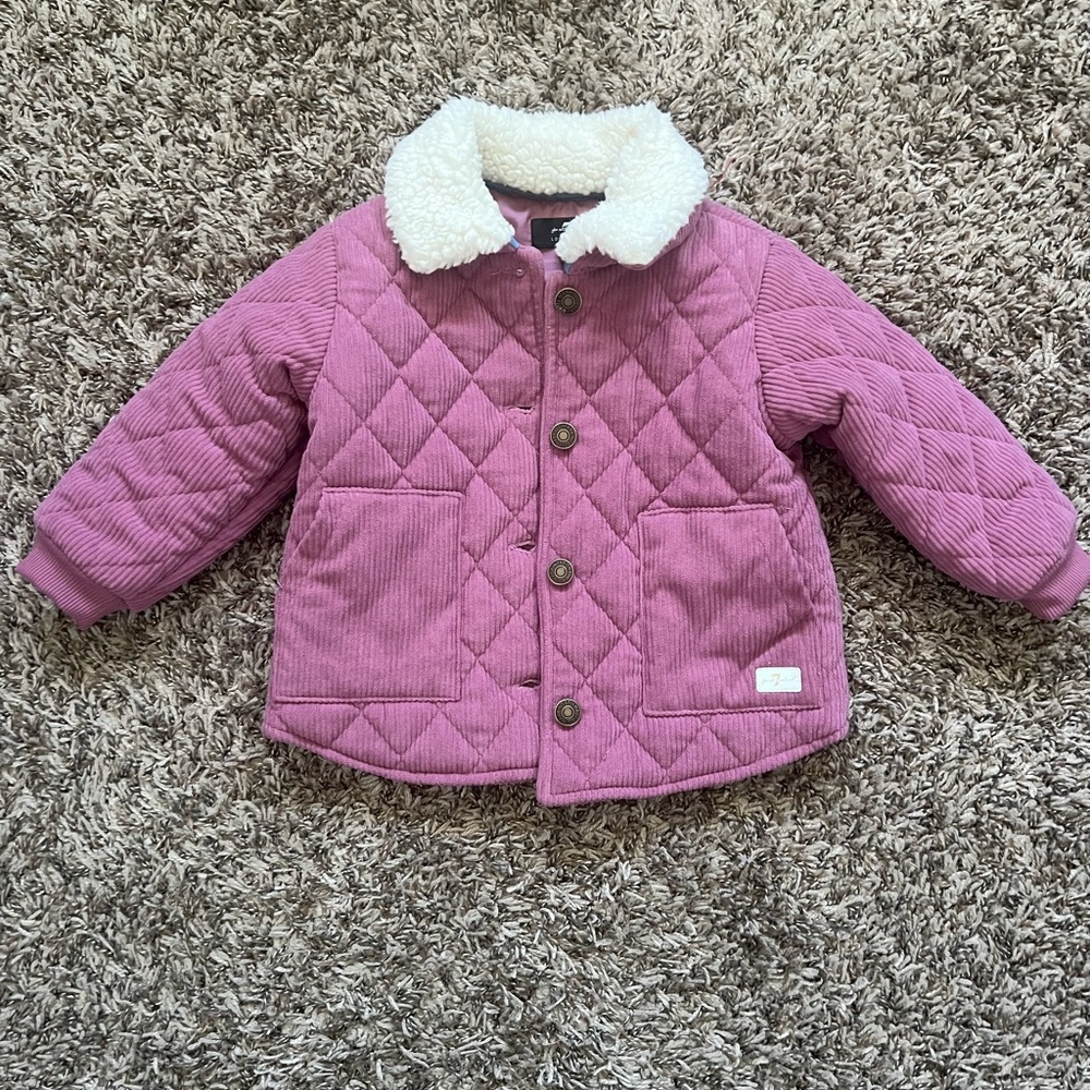 Quilted Mauve Corduroy Jacket with Sherpa Collar
